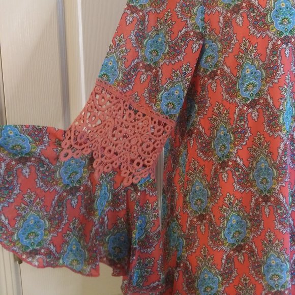 Lady Noiz | Coral Lattice Print Tunic | M | New - Picture 2 of 13